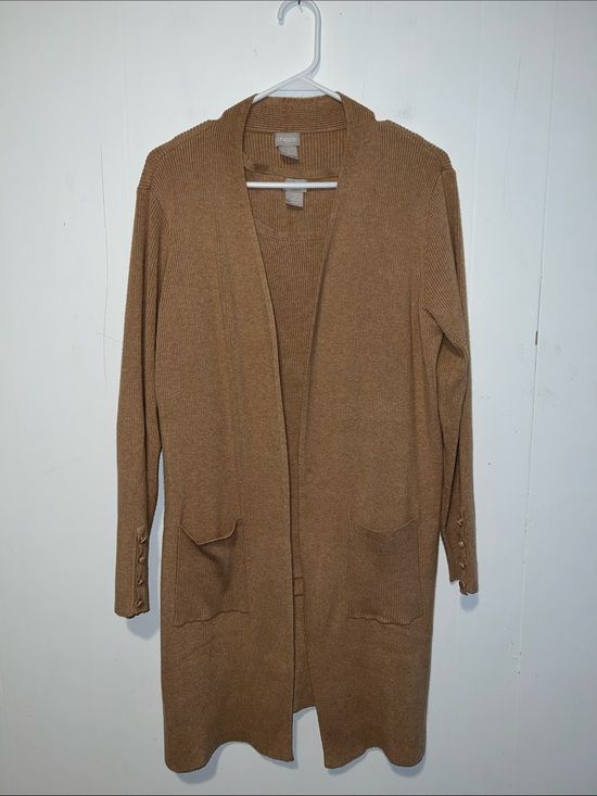 Chico's Sweaters - Chico's Camel Longline Open-Front 2 Piece Cardigan and Tank 0921261